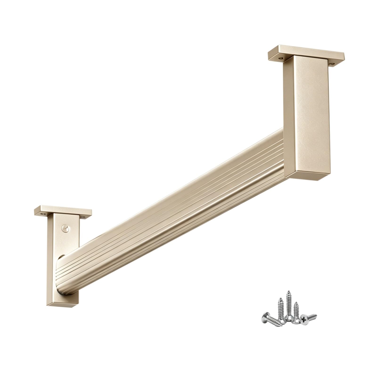 Aluminum Rods for Closet for Clothes, Sturdy Wardrobe Rod for Cloakroom/hallway/Cupboard, Custom Garment Bar With Anti-slip Stripe(Champagne,W/D 35"/88.9cm)