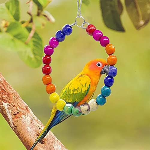 BIPY 16 PCS Bird Parrot Toys Hanging Bells Ball Swing Natural Coconut Birds Cage with Ladder Toy Pet Birds Stand Chewing Perches Wooden Toys for Parrots Parakeets Budgie Cockatiels Macaws