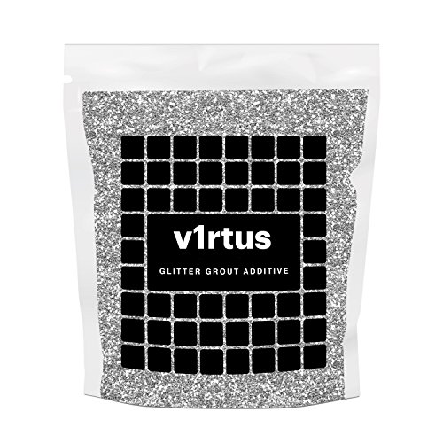 v1rtus Silver Glitter Coulis pour carreaux additif 100g humide Salle de bain fini Cuisine Étincelle - Facile à utiliser - Ajouter / Mix avec résine époxy ou de ciment à base de coulis