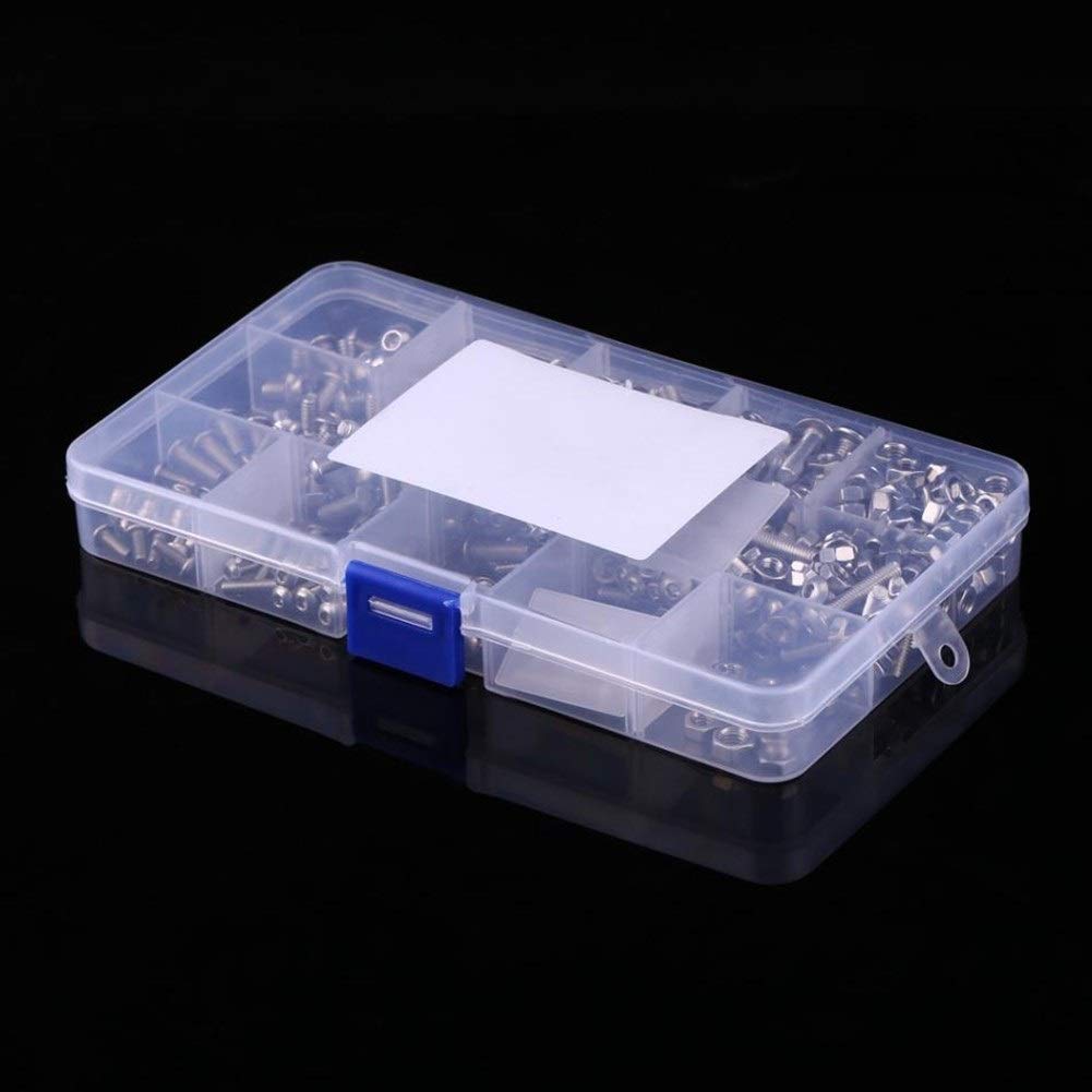 Nägel und Schrauben Kit 440 stücke M3 M4 M5 304 Edelstahl Sechskant-Buchse-Taste Kopfkappe Reparaturschrauben und Nüsse Sechskantschrauben Sortiment Kit Haushaltswerkzeug-Set Repair Tool Set für Zuhau