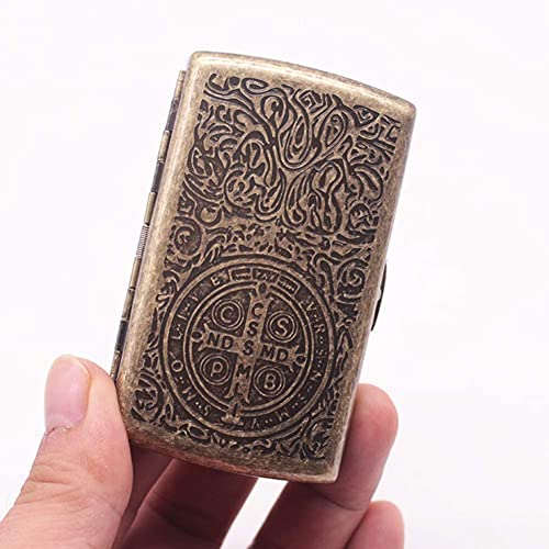 HAIGEGE Caja de Cigarrillos Pure Cobre Personalizado Retro Hombres portátil Caja de Cigarrillo de Metal Can Holder 12 Exquisita pitillera Cover