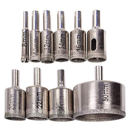 A&S TOOL SHOP 10 Pcs Diamond Drill Bit Set Hole Saws for Porcelain Tiles Glass Marble and