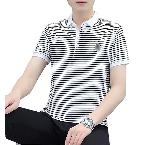 T-Shirt à Manches Courtes Homme à Rayures Blanches en Maille Premium