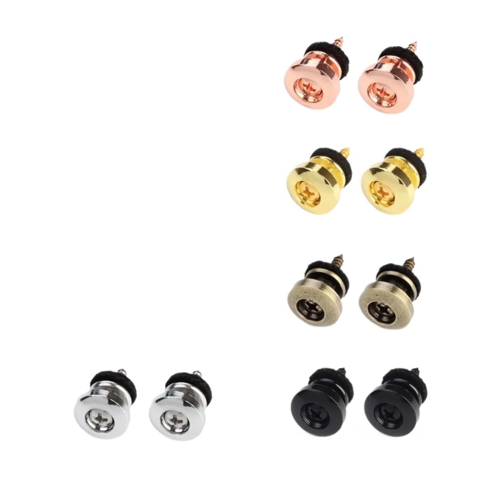 2PCS Eisen Gitarrengurt Knöpfe Anti-rutsch Pilze Köpfe Ende Pins Rose Gold Bronze Schlösser Player(Silver)