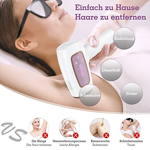 IPL Geräte Haarentfernung Laser Eiskühlsystem, 999.999 Blitze IPL Haarentfernungsgerät für Männer und Frauen, Laser Haarentfernung für Körper und Gesicht, Präzisionsaufsatz, Empfindlichere Bereiche - Image 6