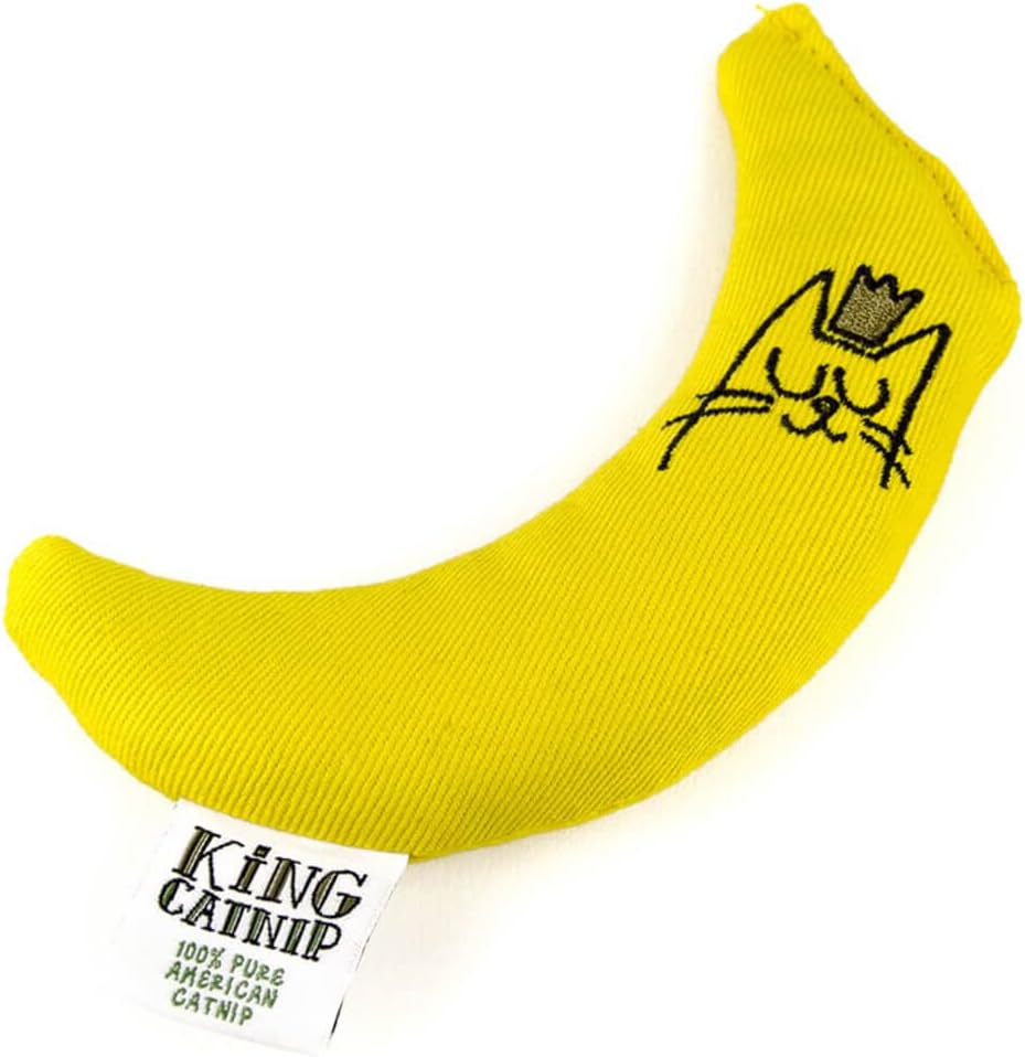 King Catnip Soft Refillable Plush Cat and Kitten Toys Loose Organic Leaves, Banana
