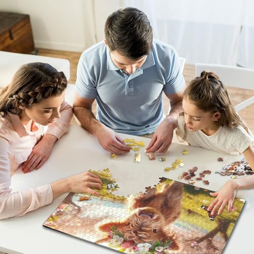Puzzle de vaca Highland de 1000 piezas con encaje preciso de papel para decoración 6