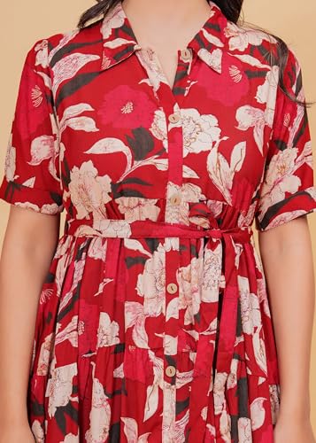 Image of Jikonet Women's Western Dress Floral Printed Cotton Maxi Dress
