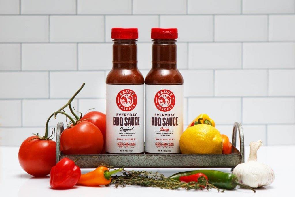 Saucy Rascals Everyday Original BBQ Sauce (2-Pack). Tangy & Sweet, with a bit of Heat. Born on Long Island and Made in America. Use as a marinade, a dipping sauce or finishing sauce on meat, fish and grilled vegetables. NO High-Fructose Corn Syrup.