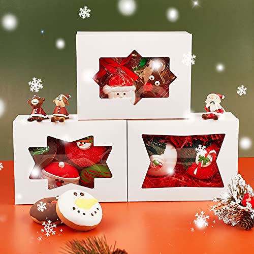 Kucoele 30Pcs 8 Inch Cookie Boxes With 3 Style Window, White Bakery Boxes Pastry Boxes Treat Boxes For Dessert, Cupcakes, Chocolate Strawberries, Candy, Muffins And Donuts, 8 X 6 X 2.5 Inches #TOP4