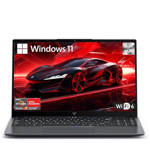Gaming Laptop with AMD Ryzen7 7730U 8-core Processor（Up to 4.5GHz),16GB DDR4 RAM 512GB SSD, AMD Radeon Graphics,WiFi 6,15.6 inch IPS Display,Webcam, Windows 11 Laptop Computer for Video Editing