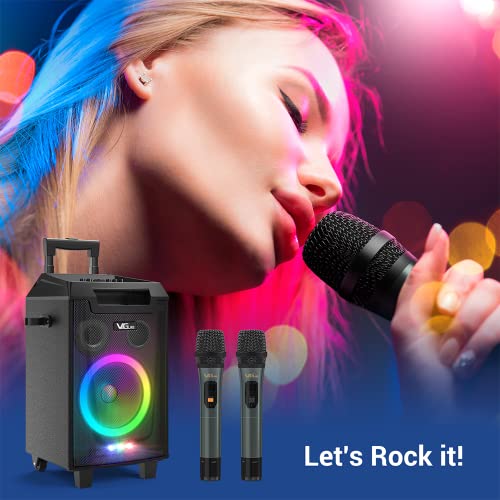 Vegue Karaoke Machine, Bluetooth Speaker Pa System For Adults & Kids With 2 Wireless Microphones, 8'' Subwoofer, Wireless Singing Machine For Christmas Party, Wedding, Gathering(Vs-0866) #TOP7