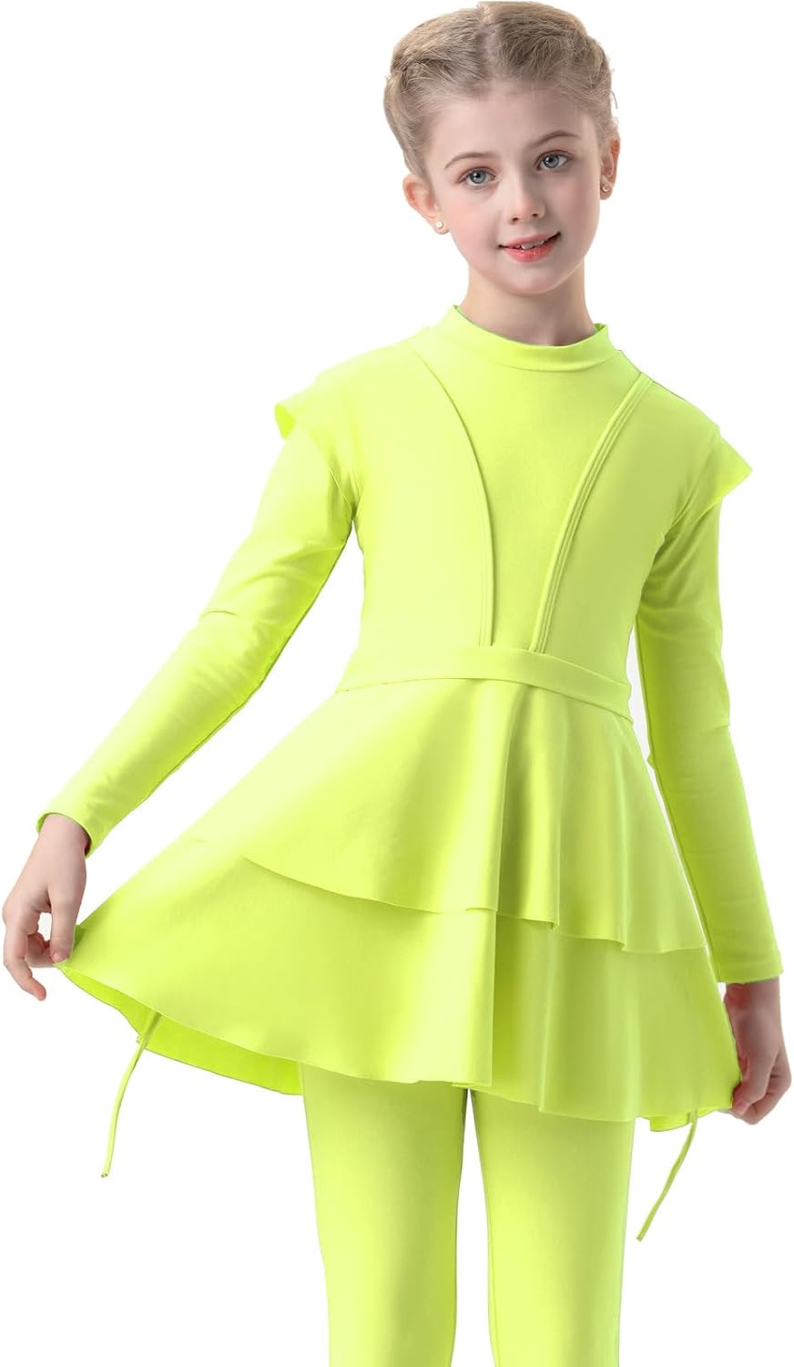 Girls Muslim Burkini Swimsuit Long Sleeve & Pants Set - Modest Full Coverage Swimwear UPF 50+ Sun Protection