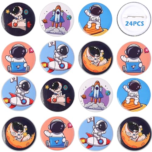 Acuiwer Spille a bottone per bambini, 24 pezzi, distintivi spaziali per feste di compleanno, accessori per zaini, camicie, giacche, cappelli, decorazioni, forniture per sacchetti regalo, riempitivi,