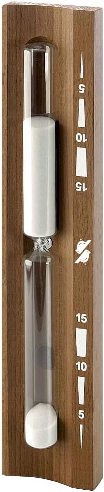 Goldspatz Wall-Mounted Rotating Sauna Sand Timer, Thermo Wood, 15 Minutes, Sand Color White, No. 9102