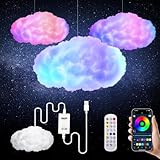 oooYYDSxxx 3D Cloud Lamp 1 Pack APP Controlled Music Sync 24 Inch Cotton LED Mood Lights 16 Million Color Changing Wireless Remote USB Powered for Bed