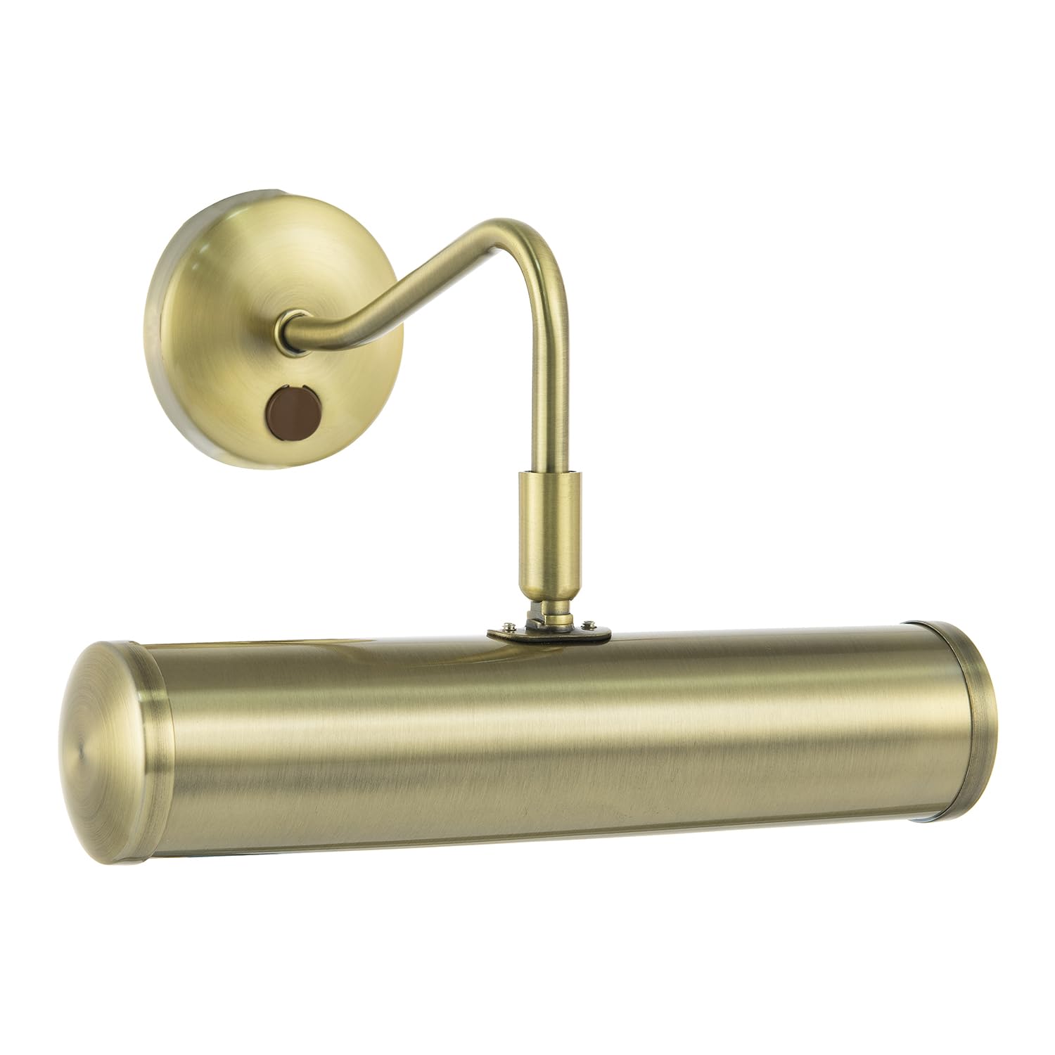 Happy Homewares Classic Traditional Adjustable Picture Wall Light Fitting in Antique Brass with Switch Button | 1 x 7w E14 | 23cm x 22cm x 14cm