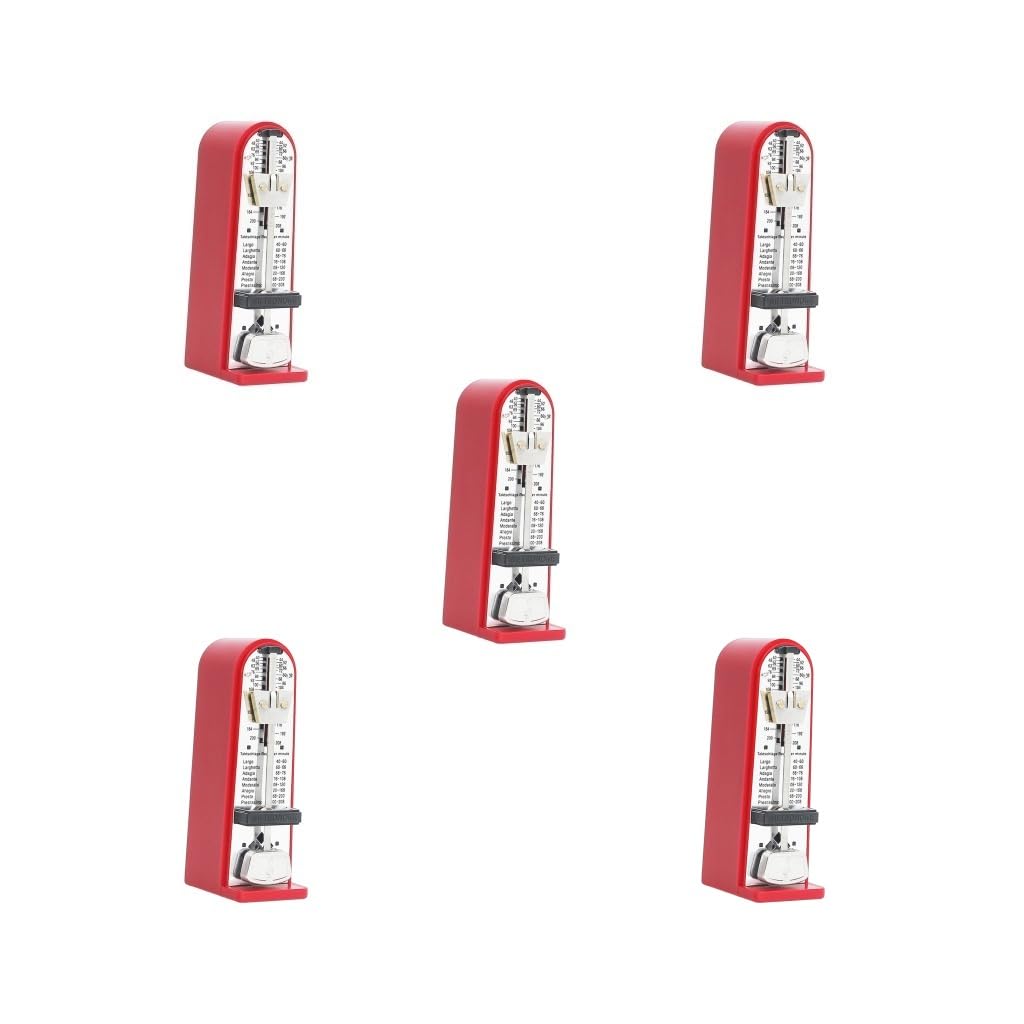 5 zestaw mechanicznych metronom uniwersalny metronom do gitary ukulele instrument muzyczny czerwony, 11 x 5,2 x 3,5 cm