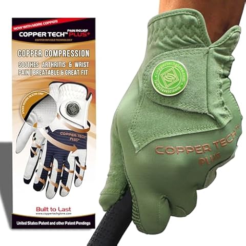 Copper Tech Men’s Golf Gloves - Joint Support for Golfers with Copper Compression - 100% AAA Synthetic Leather - Built for Comfort & Joint-Friendly - Golf Gloves Men Both Handed Golfers (2nd Gen) Cover