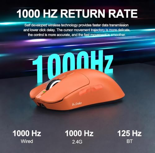 Image of Wireless Gaming Mouse with RGB Magnetic Charging Dock, Tri-Mode 2.4G /BT 5.3 /Wired, 12000 DPI, PAW3311 Sensor, 65g Lightweight, 7 Programmable Buttons, for PC /Mac