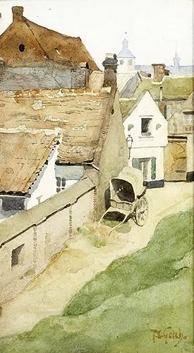 Impression d'affiches ruelle de village sur toile premium 60x90