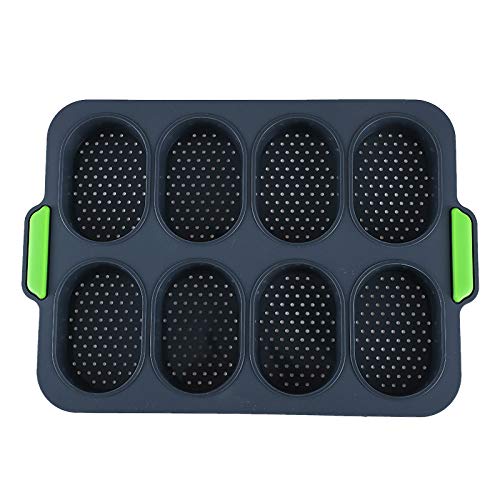 Baymate Mini Baguette Backform, Backblech Antihaft-Lochblech Silikon Backform Silikonform Brötchen 8 Einheiten Brot für Küchen-Backwerkzeug Crisping Tray Cover