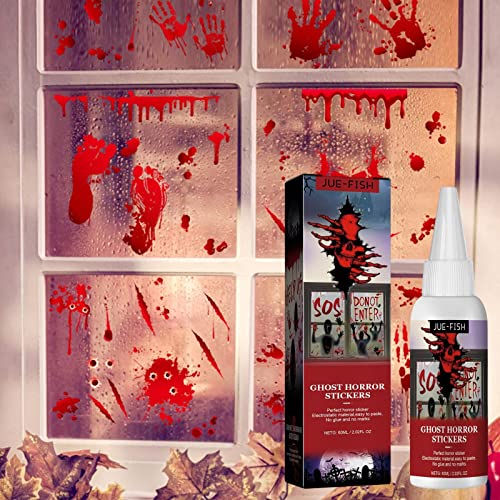 Halloween handafdruk stickers,60ml Halloween Bloody Hand Foot Print Fluorescerende Window Clings Stickers | Indoor Party Decor DIY Decals Muurstickers Lugu - Afbeelding 4