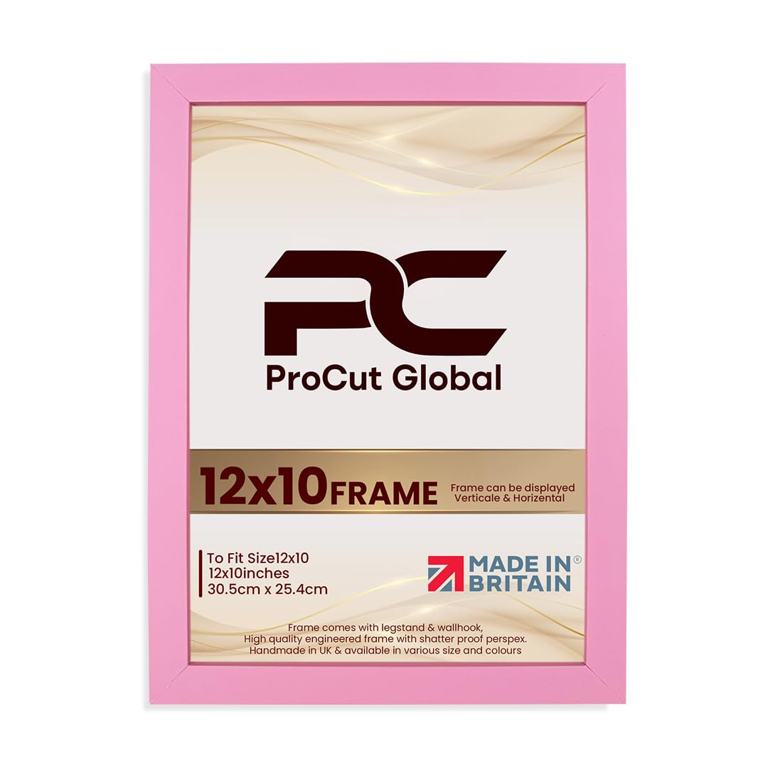 Procut Global 12X10 Pink Picture Frames – Sleek Wooden Photo Frame with Shatterproof Perspex for Wall or Tabletop – Perfect for Posters, Certificates, Prints–Multiple Sizes & Colors Available — image 1