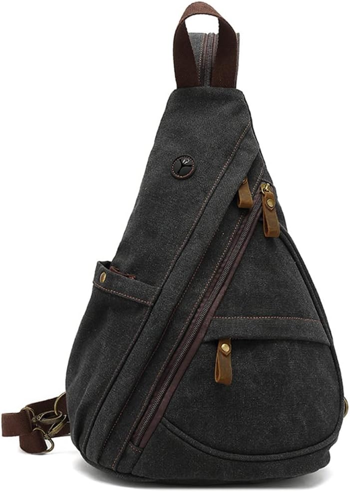 Men's Canvas Chest Bag Large Capacity Leisure Men's Bag Single Shoulder Messenger Bag Multi Functional Back Backpack