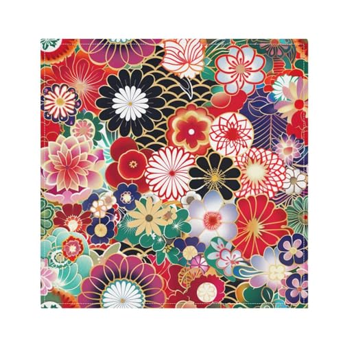 Servilletas de Tela Polyester con Flor Japonesa Juego 4 miniatura 5