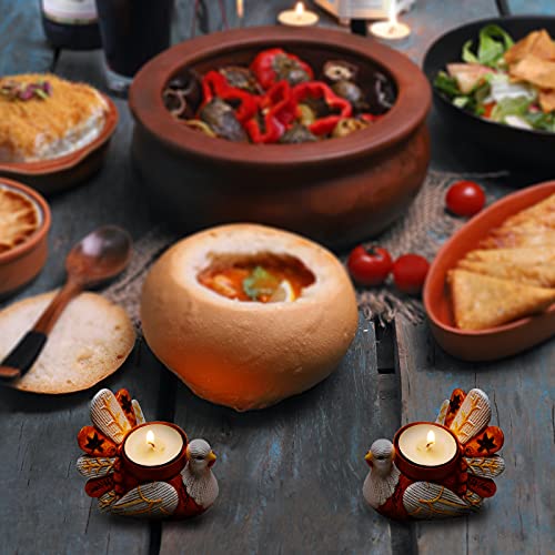Kuchey 4 Pack Thanksgiving Turkey Tea Light Candle Holders Table Decorations For Home Decor, Thanksgiving Candle Holders Centerpiece Decorations Indoor For Dining Table Kitchen Corner #TOP5