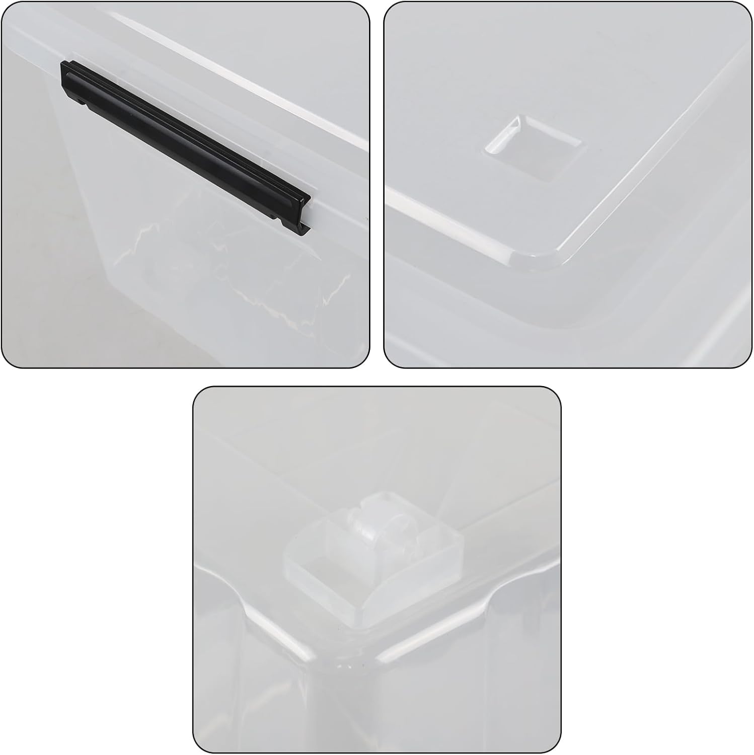 Xyskin 4-Pack 50 Quart Heavy Duty Plastic Storage Bins, Stackable Containers with Clear Lids & BlackLatches for Bedding, Clothing, Holiday Decor, Ideal for Garage & Closet