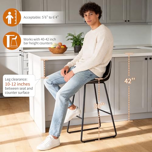 Image of Bar Stools Set of 3, 30 inch Bar Height Stools with Backs for Kitchen Island