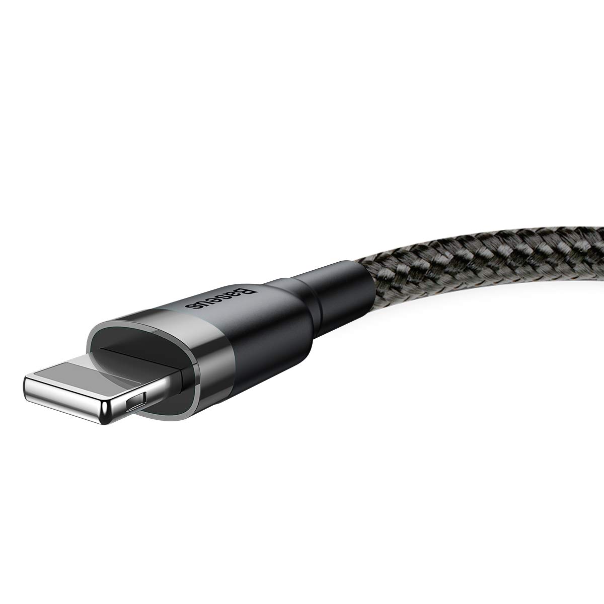 Baseus Cafule Serisi, 2.4 A USB-A & Lightning Şarj Kablosu & Data Aktarım Kablosu, 1 Metre, Gri - Siyah