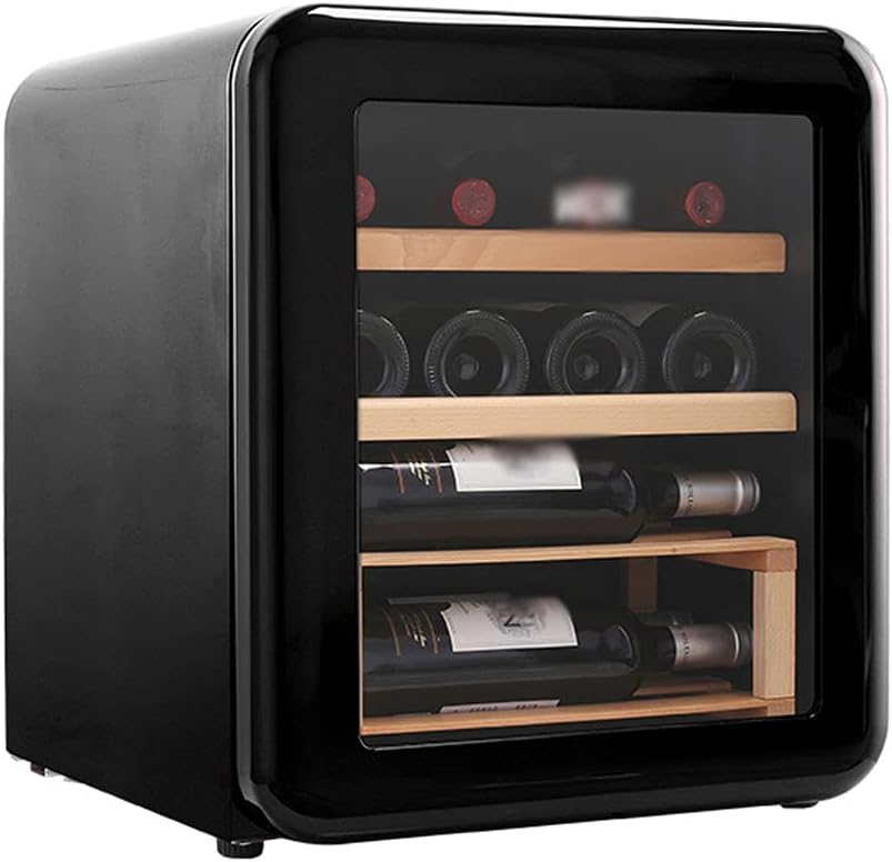 42L Retro Wine Cooler Thermostat-Freestanding Wine Cellars Thermoelectric Cooler with Digital Temperature Controls 4℃-22℃ Adjustable Tripod 0.51kw/24 Hours (Black with Transformer)