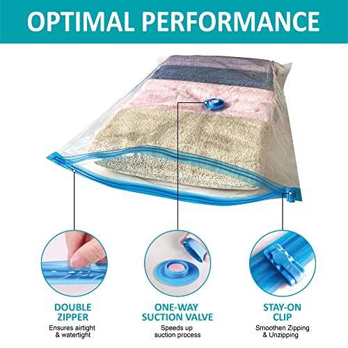 Image of 12 Pack Vacuum Storage Bags with Pump, Space Saver Vacuum Storage Bags, Vacuum Seal Bags for Clothing, Comfoters, Pillows, Blanket, Bedding