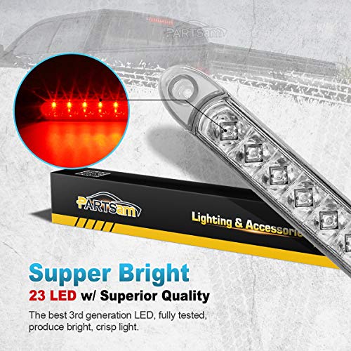 Image of Partsam Submersible 17 inch Clear Lens Red 23 LED Trailer Truck RV Stop Turn Tail Rear 3rd Brake Identification Light Bar (Pack of 1)