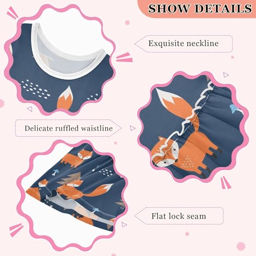 Cute Foxes Cute Animal Summer Girl Dress Casual Dress Sleeveless Toddler Girl Outfits Infant Girl Clothes Size 83