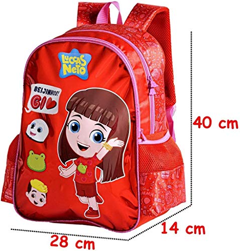 Mochila de Costas, Clio, Gi Neto, Holográfica Vermelha, Grande