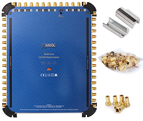 Anadol Gold Line 13 32 Commutateur multiple pour 3 satellites & 32 récepteur récepteur TV Commutateur satellite économique Numérique HD 4K UHD alimentation externe + aide au tournage + 45 fiches F