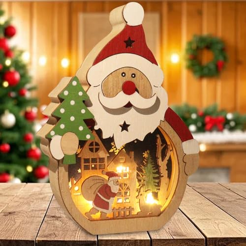 Weihnachtsdeko Holz, LED Weihnachtsbeleuchtung, Beleuchtete...