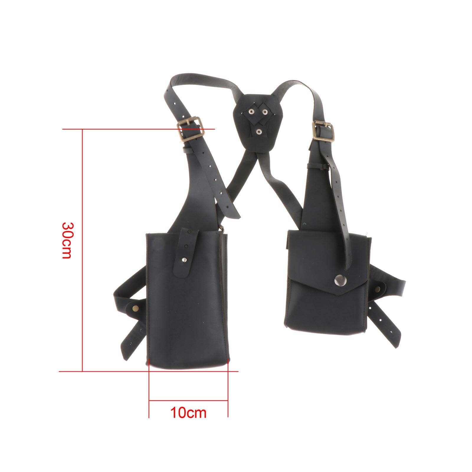 Qianly Shoulder Harness Bag Handmade Steampunk for Riding Bike Cycling Sports Camping, Black