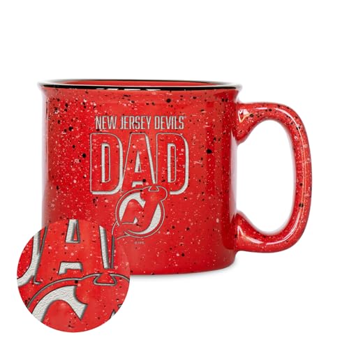 Rico Industries NHL Hockey New Jersey Devils Dad 12oz Laser Engraved Campfire Mug