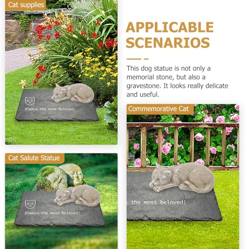 Memorial Stone Cat cementerio con placa fotográfica resistente 4