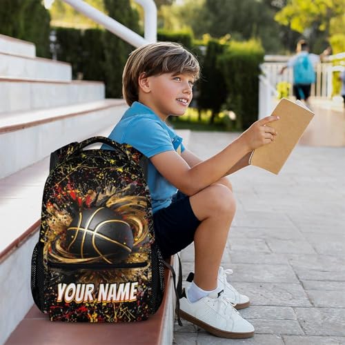 Boys Backpack for School Casual Travel, Personalized Custom Name Basketball Backpacks for Kids Teens Basketball Team - Image 3