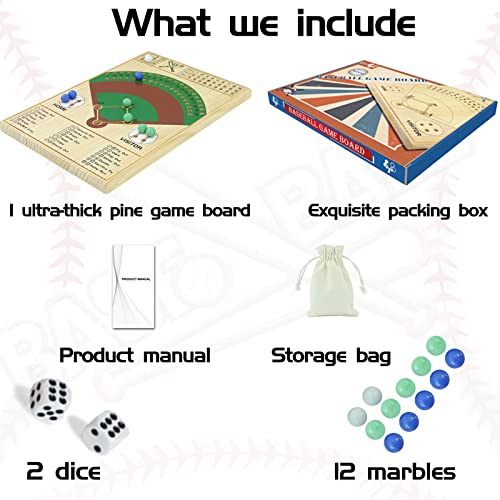 Baseball Dice Board Game Thick Solid Wood Dice And Marble Board Game Fun Color Pattern Double Battle Table Game For Family Party Holiday Gatherings #TOP4