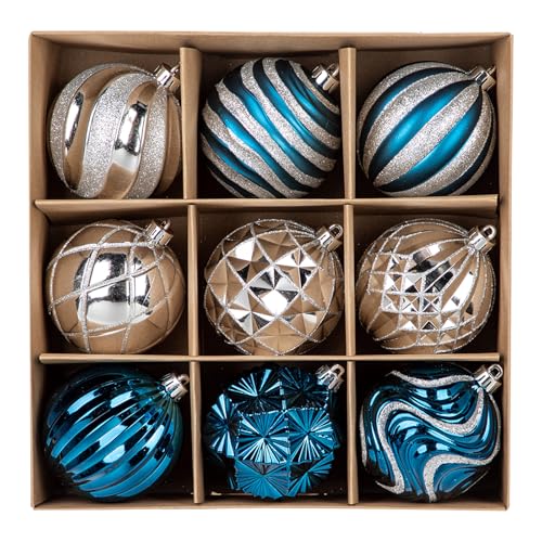 Arborus 9er-Set Weihnachtsbaumdeko 8 cm Christbaumkugeln Kunststoff...