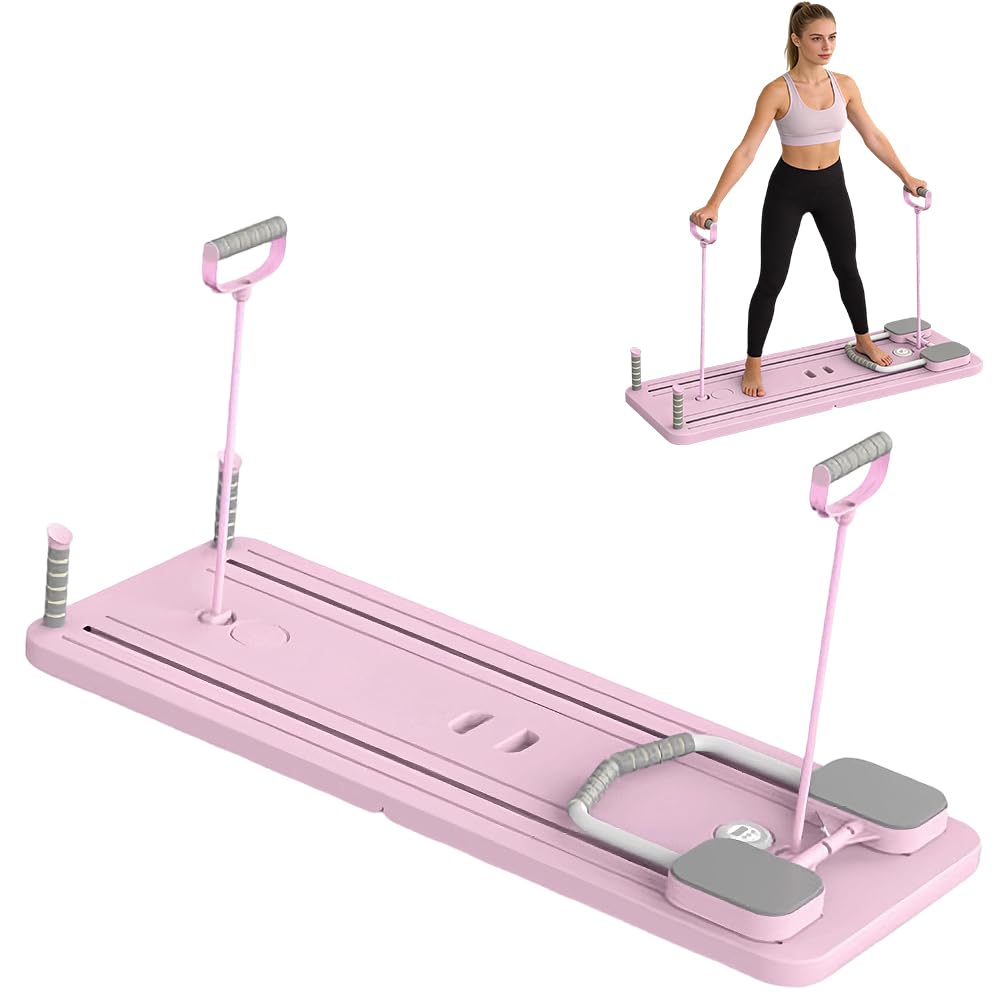 Planche de Pilates - Kit de réformateur de Pilates - Portable et pliable - Core, pliable, kit de machine de réformateur par Hogar Pilates Equipment Reformer Home Pilates (rose)