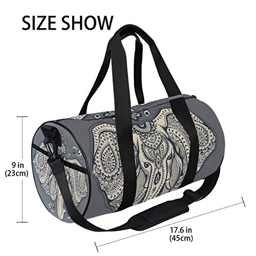 Sports Gym Duffle Bag Bohemian Style Elephant Travel Luggage for Men Women