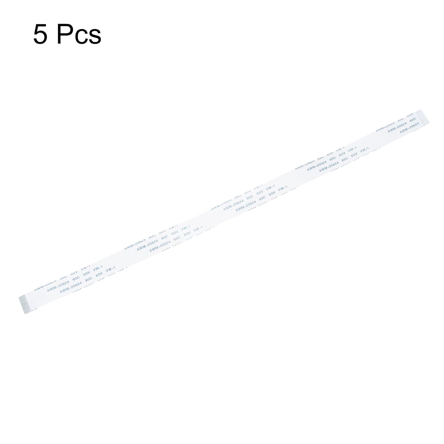 Generic Flexible Flat Cable, 20 Pins 0.5mm Pitch 250mm FPC FFC Flexible Ribbon Cable for LCD TV Car Audio DVD Player Laptop 5Pcs (A Type)